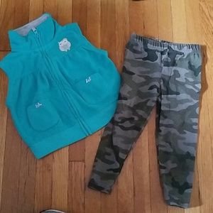 Baby Girl fleece Zip Up Vest & Camo Leggings 18m